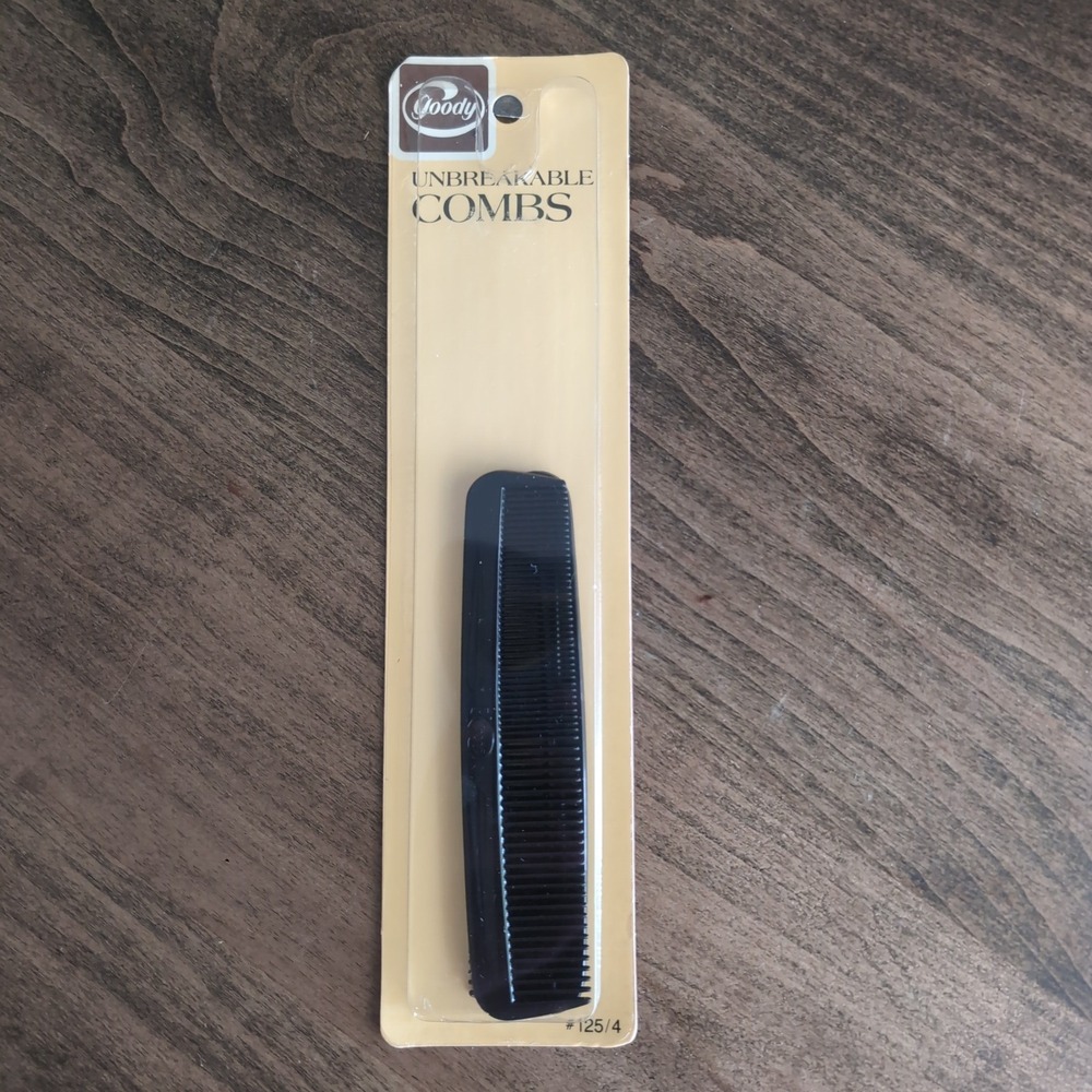2 Vintage Goody Unbreakable Pocket Combs 5" Black Vintage 1975 NOS #125/4 USA